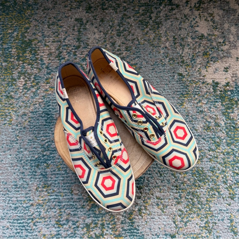 Kate Spade x Keds Champion Geo lace less slip on sneakers, size 6.5M